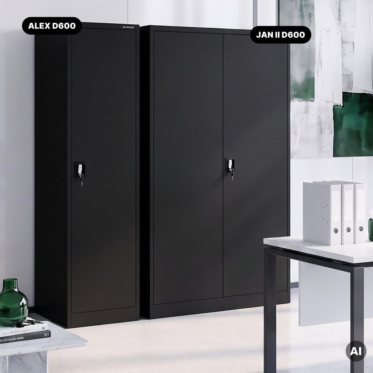 AKTENKABINETT ALEX D600 - Schwarz, Metall (45/185/60cm) - Jan Nowak