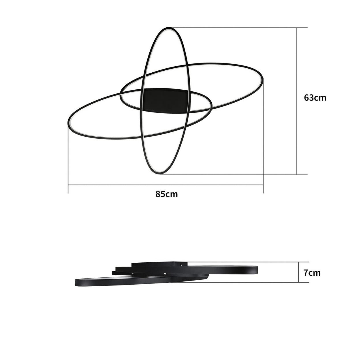 LED-DECKENLEUCHTE Brigitte 85/62/7 cm - Schwarz, Metall (62/85/7cm) - Nettlife
