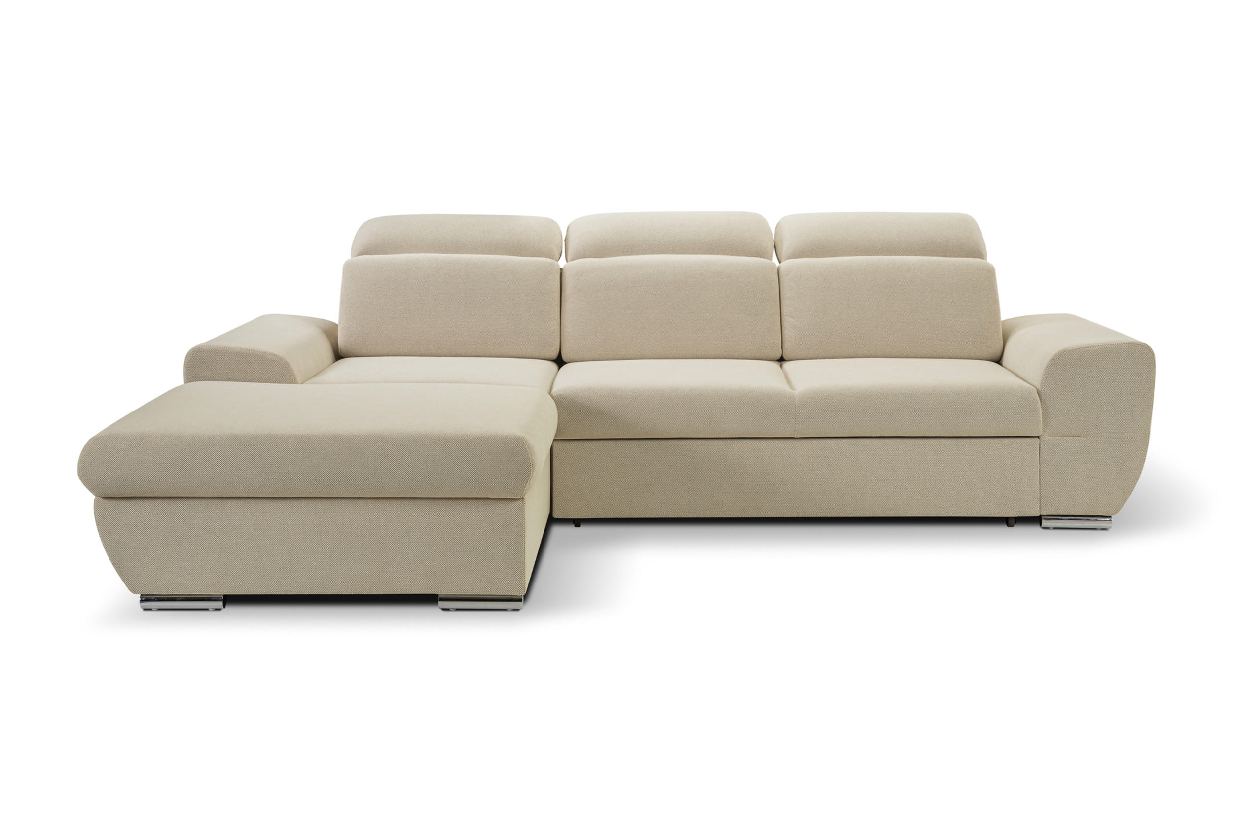 ECKSOFA - FRENSO - Links, Beige (Curio 09) - Beige, Holzwerkstoff (281/183cm) - Möblo