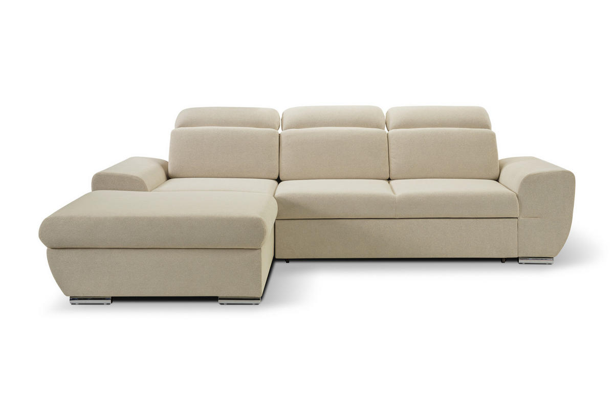 ECKSOFA - FRENSO - Links, Beige (Curio 09) - Beige, Holzwerkstoff (281/183cm) - Möblo
