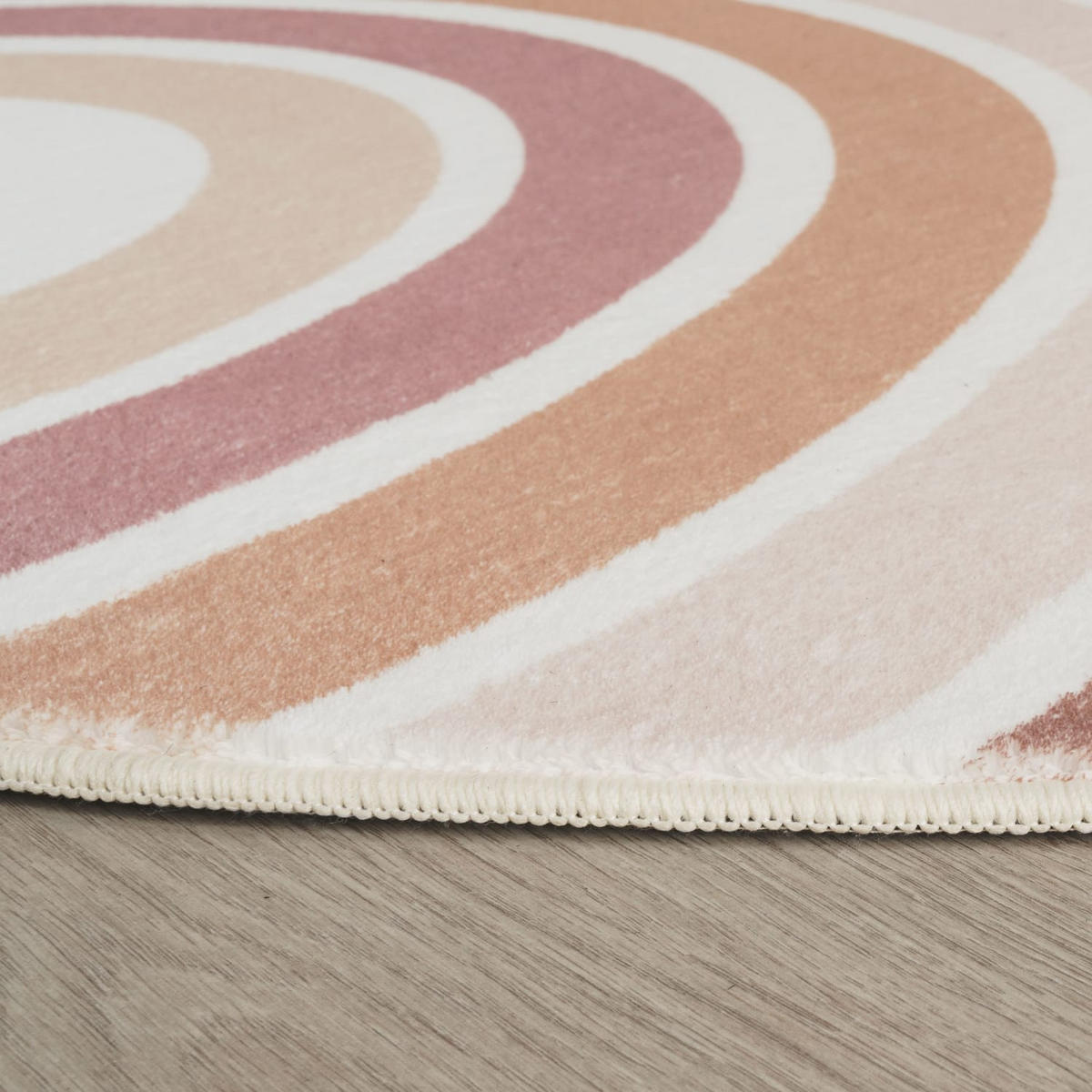 KINDERTEPPICH waschmaschinenwaschbar Regenbogen Kinderzimmer schmutzabweisend Pink Rund 120D - Rosa, Textil (120/120cm) - KADIMA DESIGN