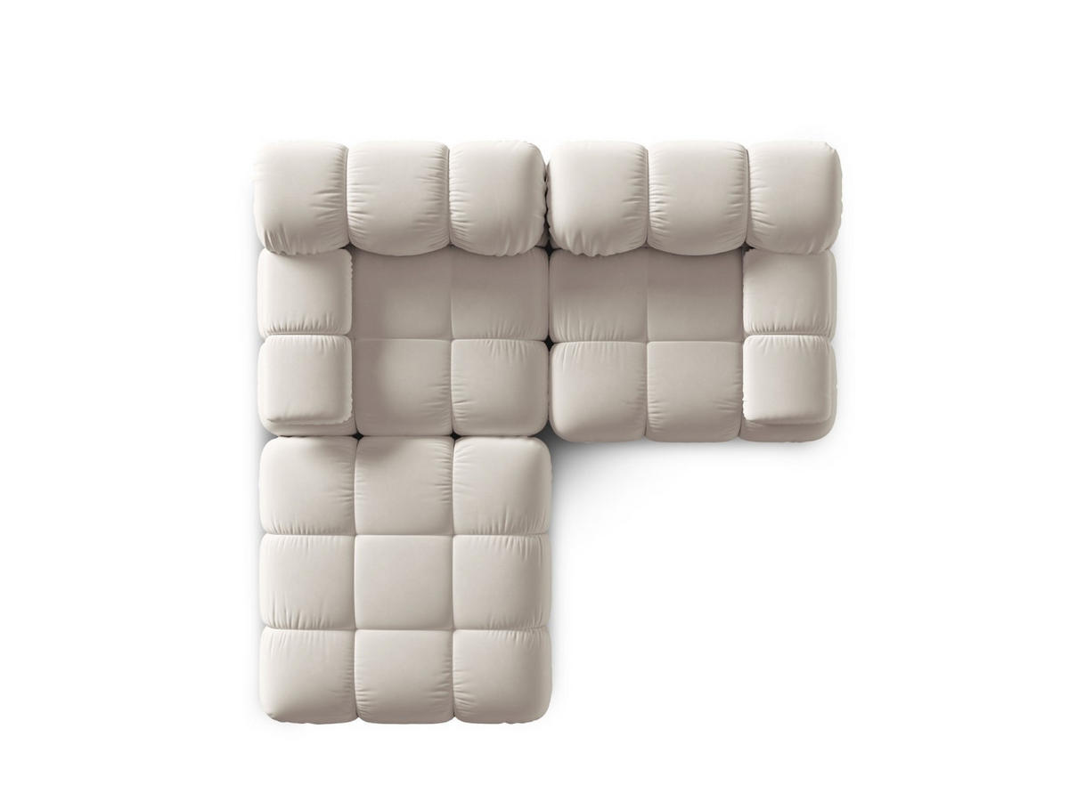 MODULARES-SOFA Bellis aus Samt leichtes beige 3 Sitzplätze - Creme, Textil (188/63/188cm) - Micadoni