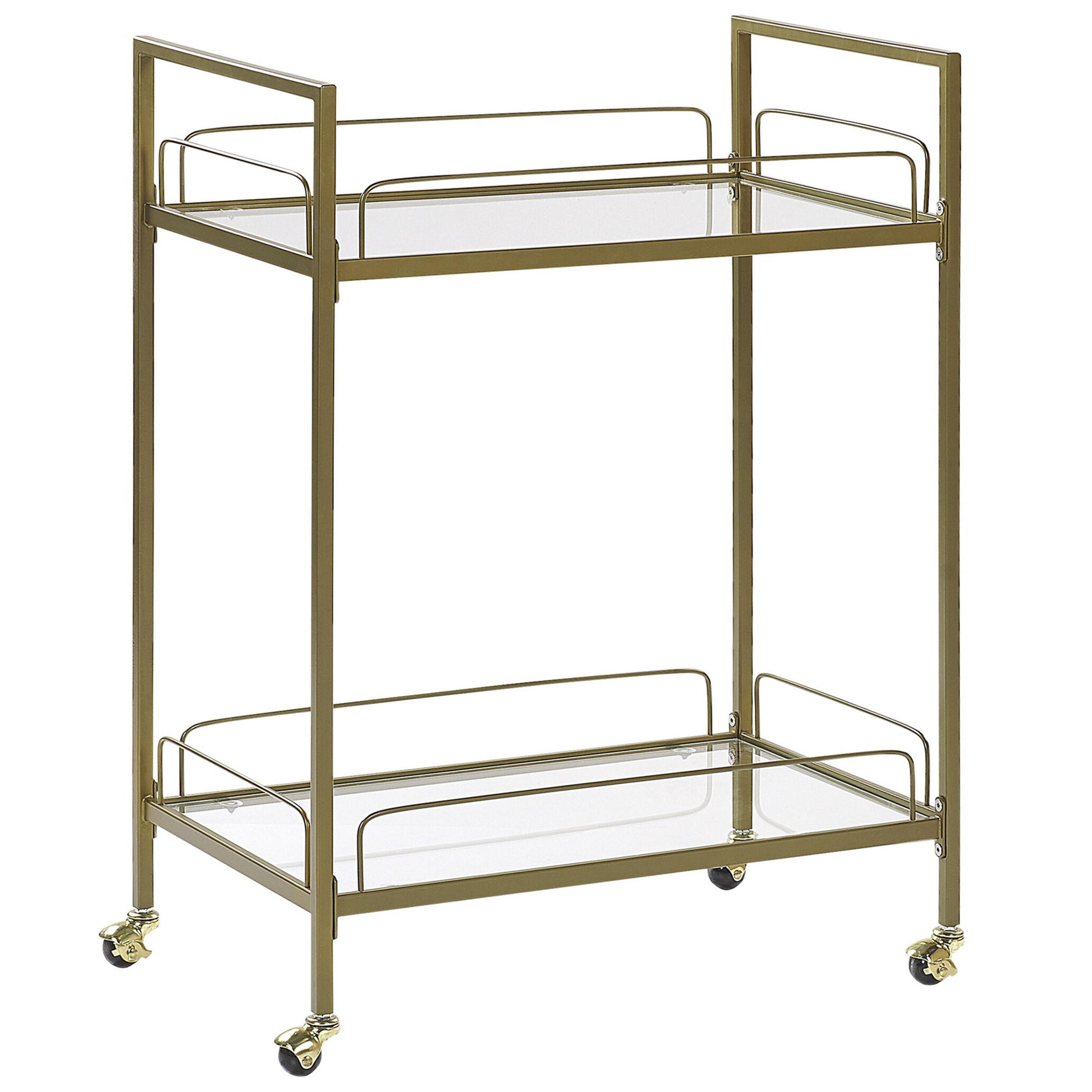 SERVIERWAGEN Gold Veneta - Goldfarben, Glas (66/90/40cm) - Beliani