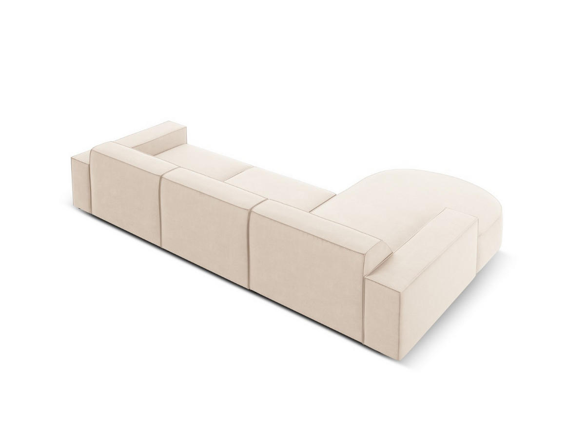ECKSOFA links Jodie aus Samt leichtes beige 4 Sitzplätze - Beige, Textil (166/284cm) - Micadoni