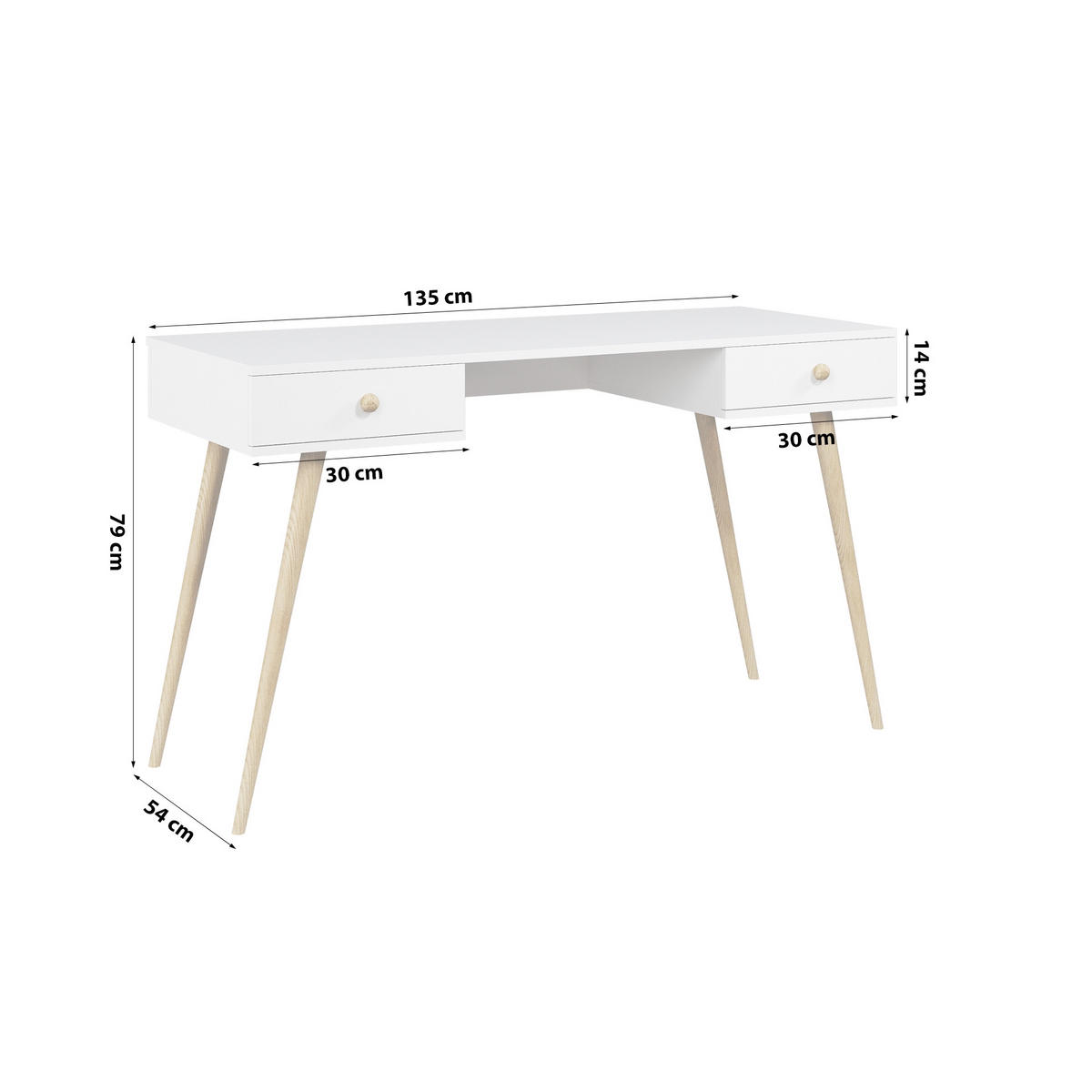 SCHREIBTISCH Laptoptisch Febog WEISS - Weiß, Holz (54/135/79cm) - Fedve