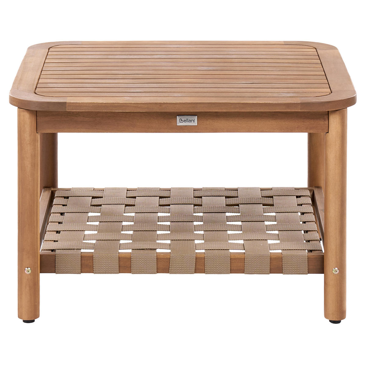 OUTDOOR-COUCHTISCH mit Ablage 70/70 cm Akazienholz Braun Milzano - Braun, Holz (70/70/46cm) - Beliani