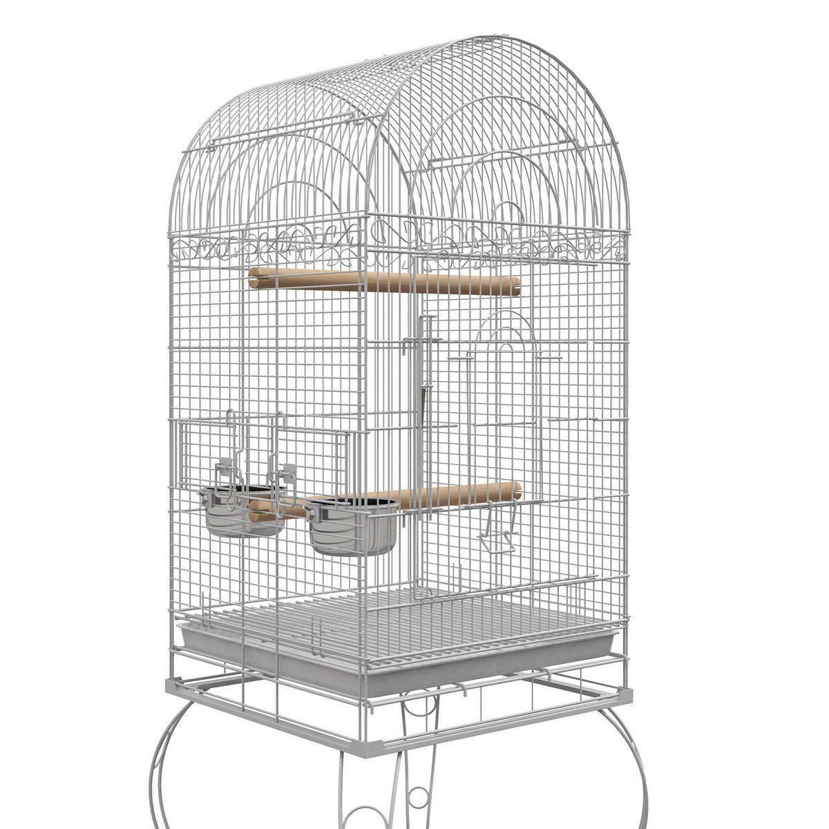 VOGELKÄFIG DE-17819 auf Rollen mit Ablage & Edelstahlnäpfen Weiß - Weiß, Metall (51/153/51cm) - ComfortXL