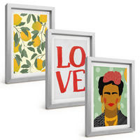 BILDER SET 3er Set - 20x30 cm Silberner Rahmen - Lemons LOVE Porträt von Frida - Silberfarben, Kunststoff (20/30cm) - TULUP