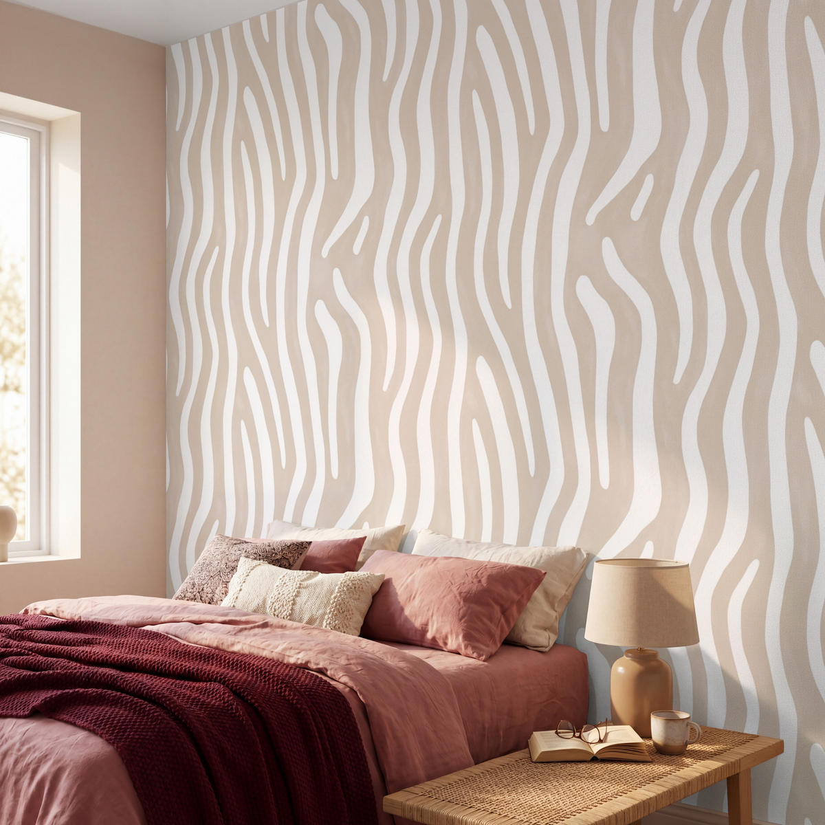 TAPETE - Abstrakt - Zebra - Beige - 260x280 cm - Beige, Papier (260/280cm) - OnlyWow
