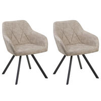 ÉTKEZŐSZÉK 2 darabos Szett Kárpit Bézs Monee - bézs, textil/fém (54/78/62cm) - Beliani