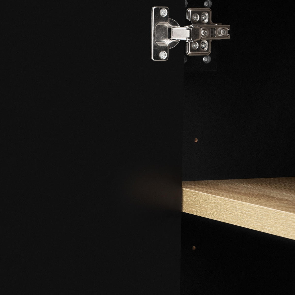 KÜCHENSCHRANK HIGHBOARD SCHWARZ, mit LED-Beleuchtung, Esszimmerschrank mit verstellbaren Regalböden, MDF Schwarz, 76,2/180/40,1 cm - Schwarz, Kunststoff (40/180/76.2cm) - Rolipo