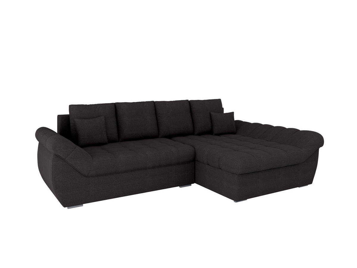 ECKSOFA ZAYA mit Schlaffunktion L-Form, Sofa mit Bettkasten, Wohnzimmersofa, Couch, Soffa, Bettsofa, RECHTS- Anthracite - Anthrazit, Holz (279/175cm) - Homesy