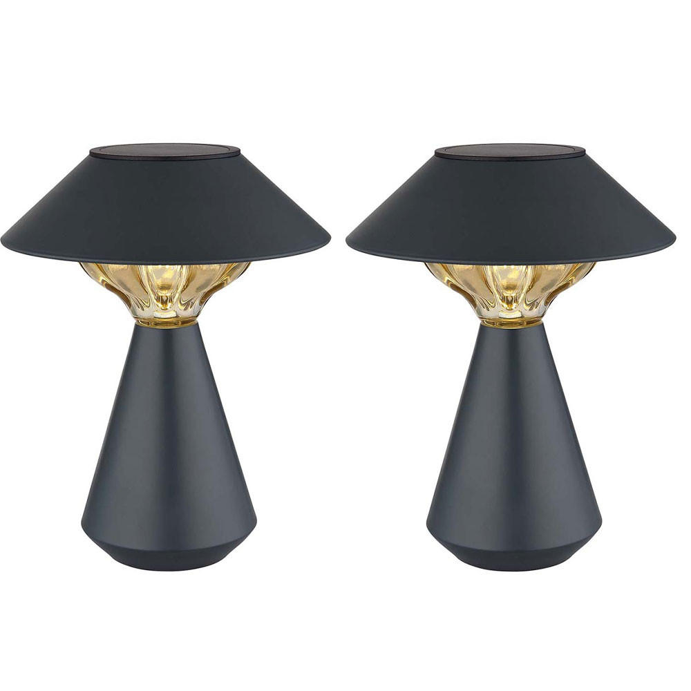 SOLAR-TISCHLEUCHTE Metall anthrazit, LED, 2er Set - Anthrazit, Metall (18/18/23cm) - Globo Lighting