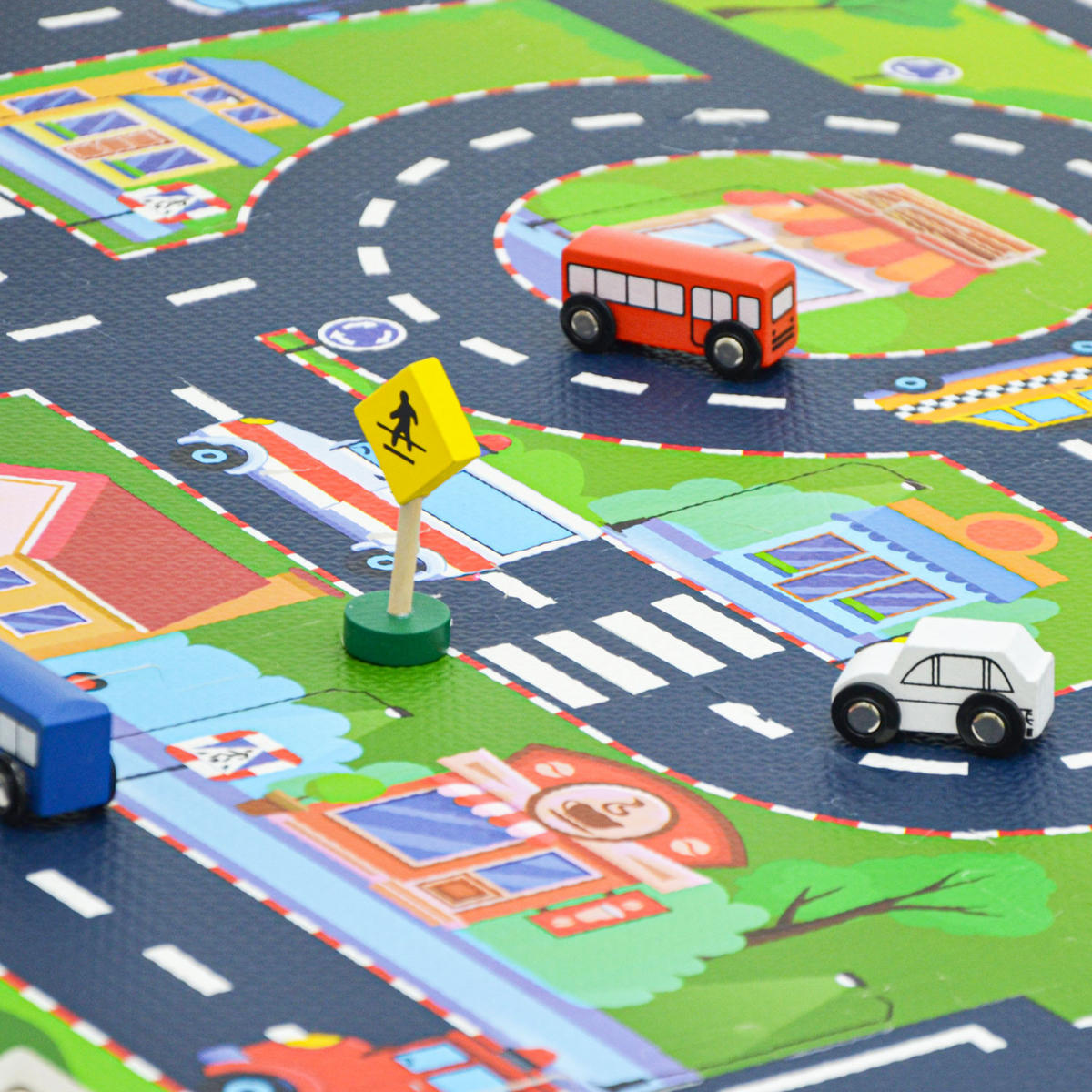 SPIELMATTE STRASSE- 120/90 cm Puzzlematte Grün - Multicolor, Kunststoff (30/30cm) - Littletom