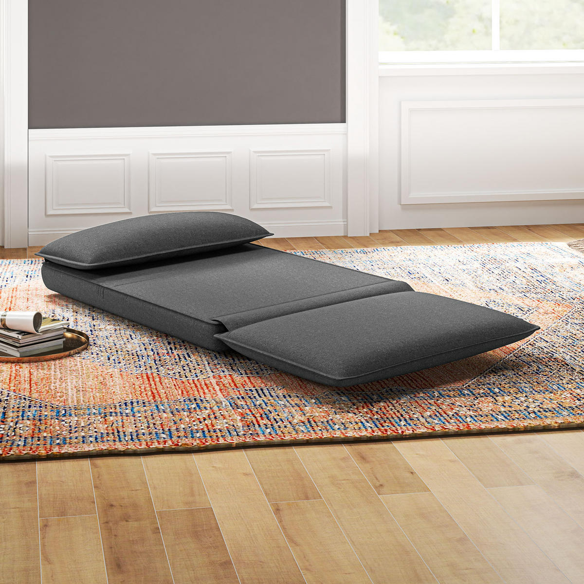 BODENSOFA 4-in-1 Klappbar Schlafsofa, Dunkelgrau - Dunkelgrau, Textil (76/71/75cm) - HOMCOM