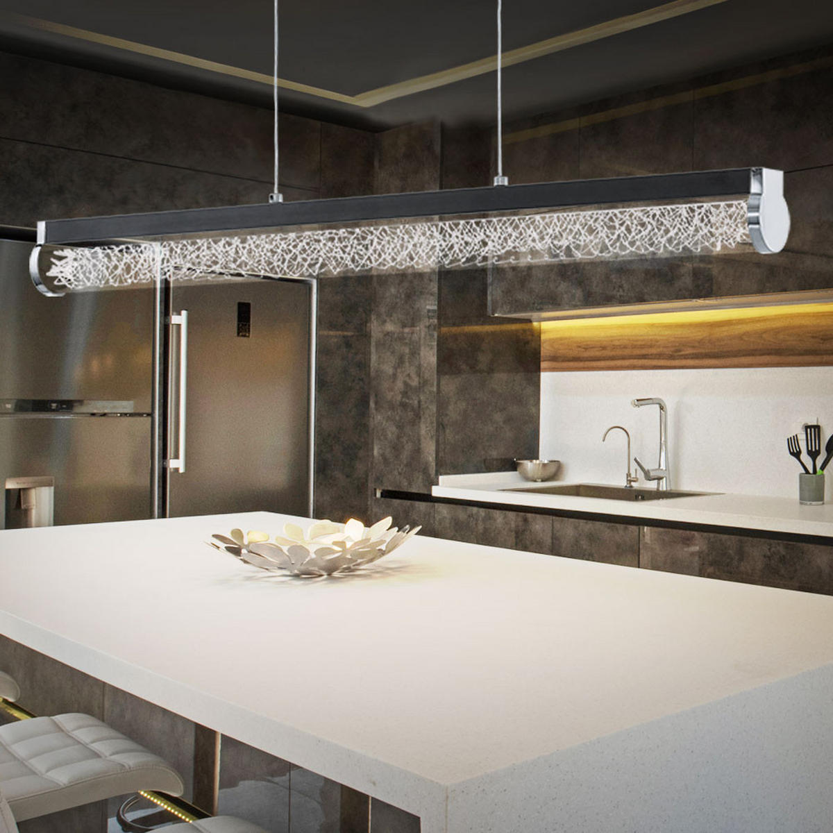 LED HÄNGELEUCHTE Trevelo Schwarz - Schwarz, Glas (76.5/8/110cm)