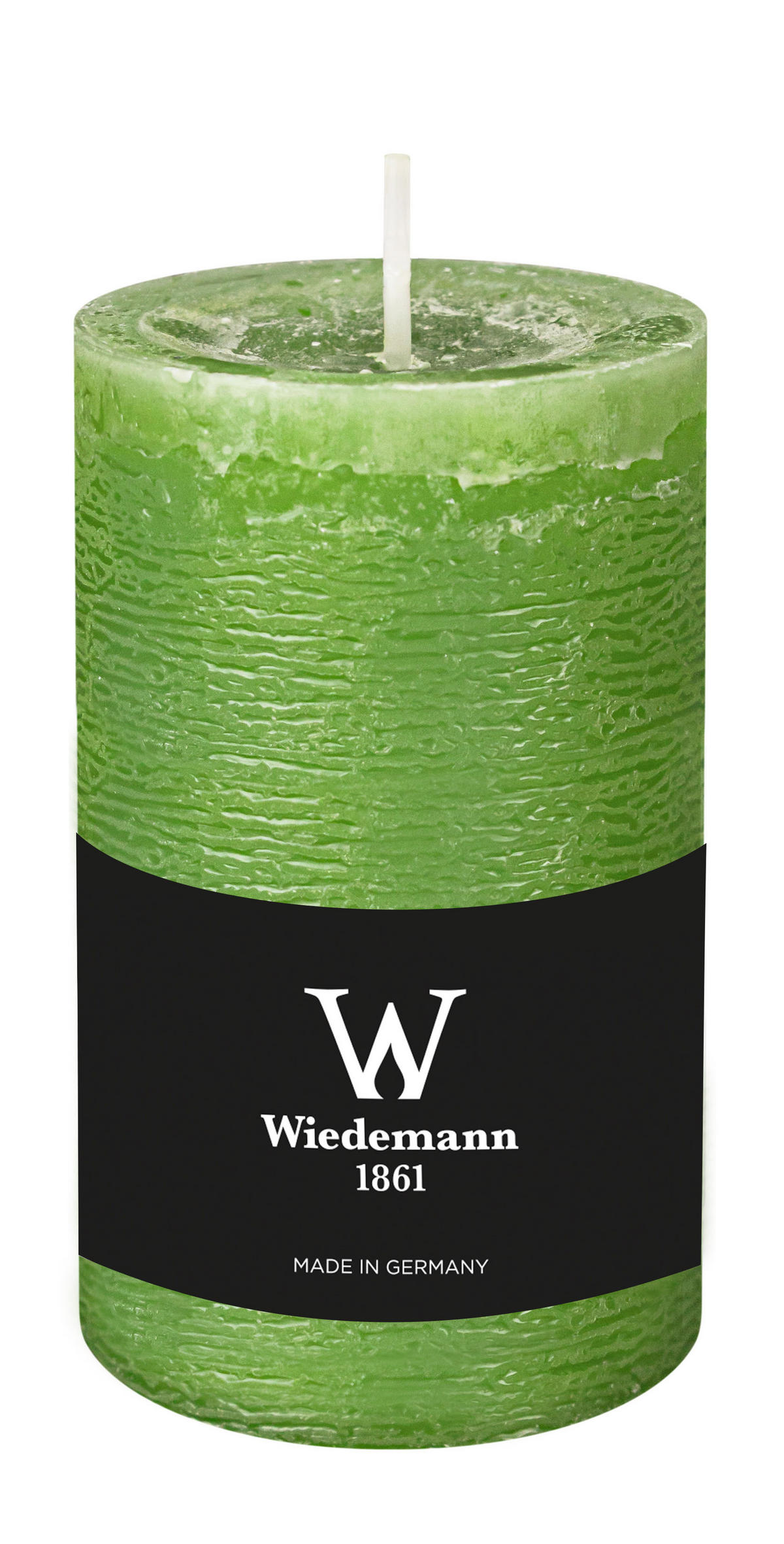 STUMPENKERZE Rustik Marble Style Apfelgrün 130 x Ø 68 mm, 1 Stück - Apfelbaumfarben, Paraffin (7/13cm) - Wiedemann Kerzen