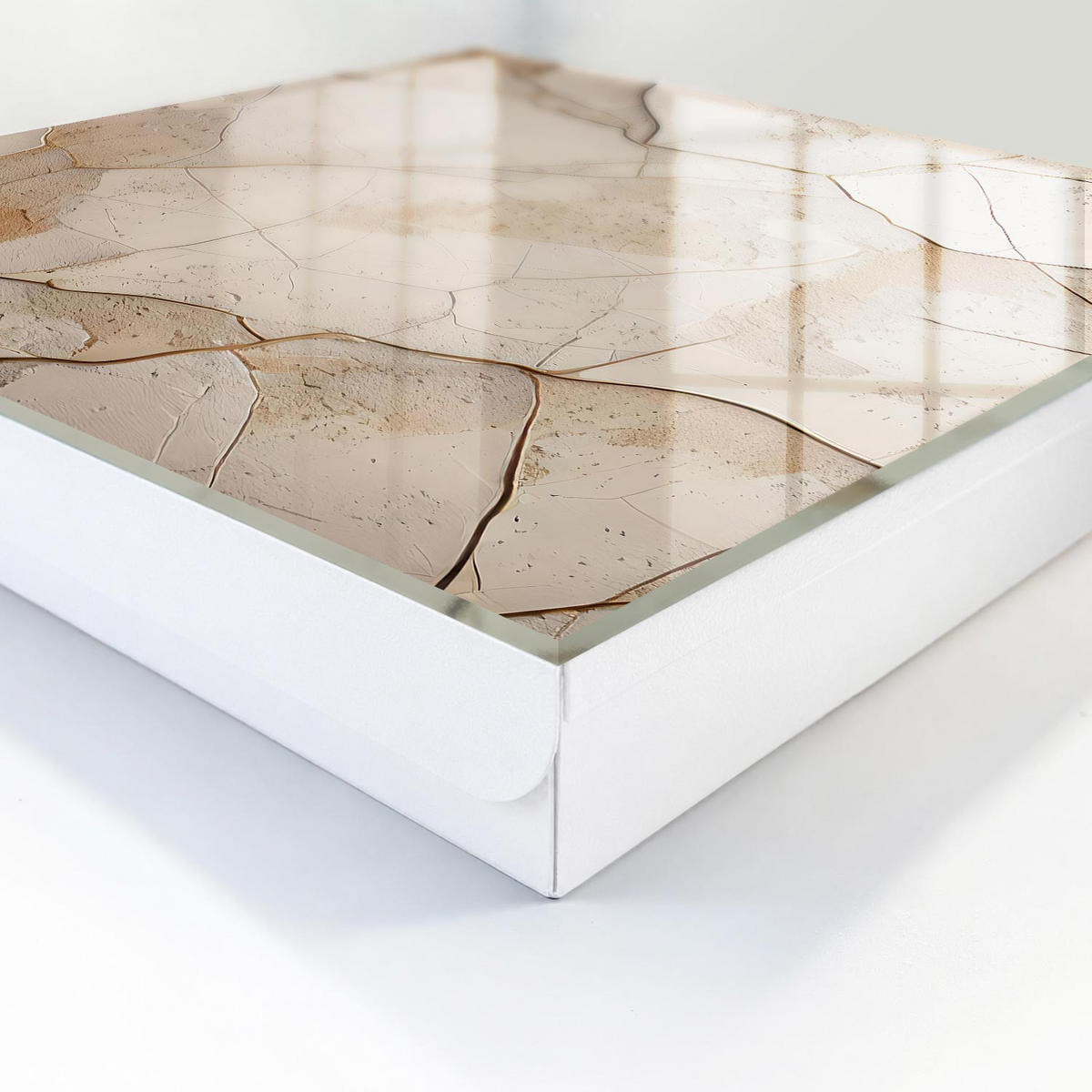 SCHLÜSSELBOX Weiß 30x30 cm – Türöffnung nach rechts - Feine Erde - Beige, Metall (30/30/5cm) - TULUP