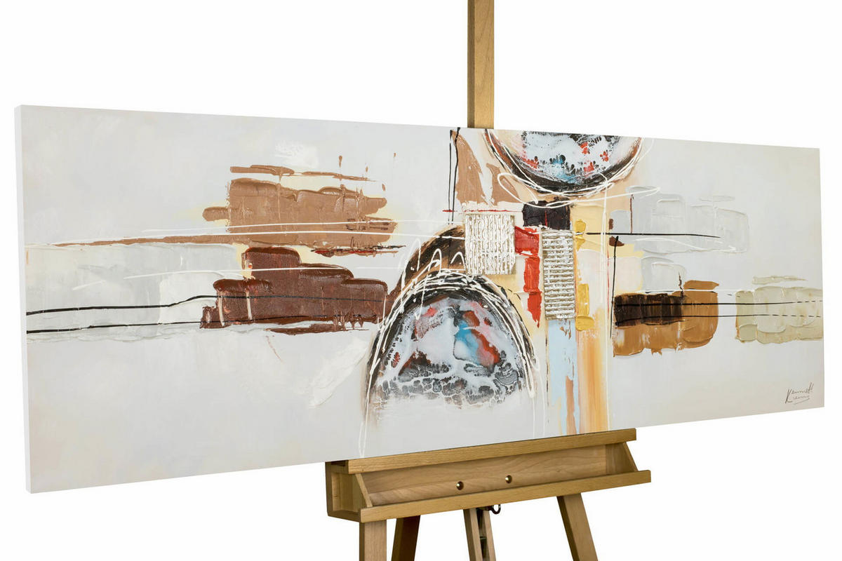 ACRYLBILD HANDGEMALT 150/50 cm - Braun, Holz/Textil (150/50cm) - KUNSTLOFT