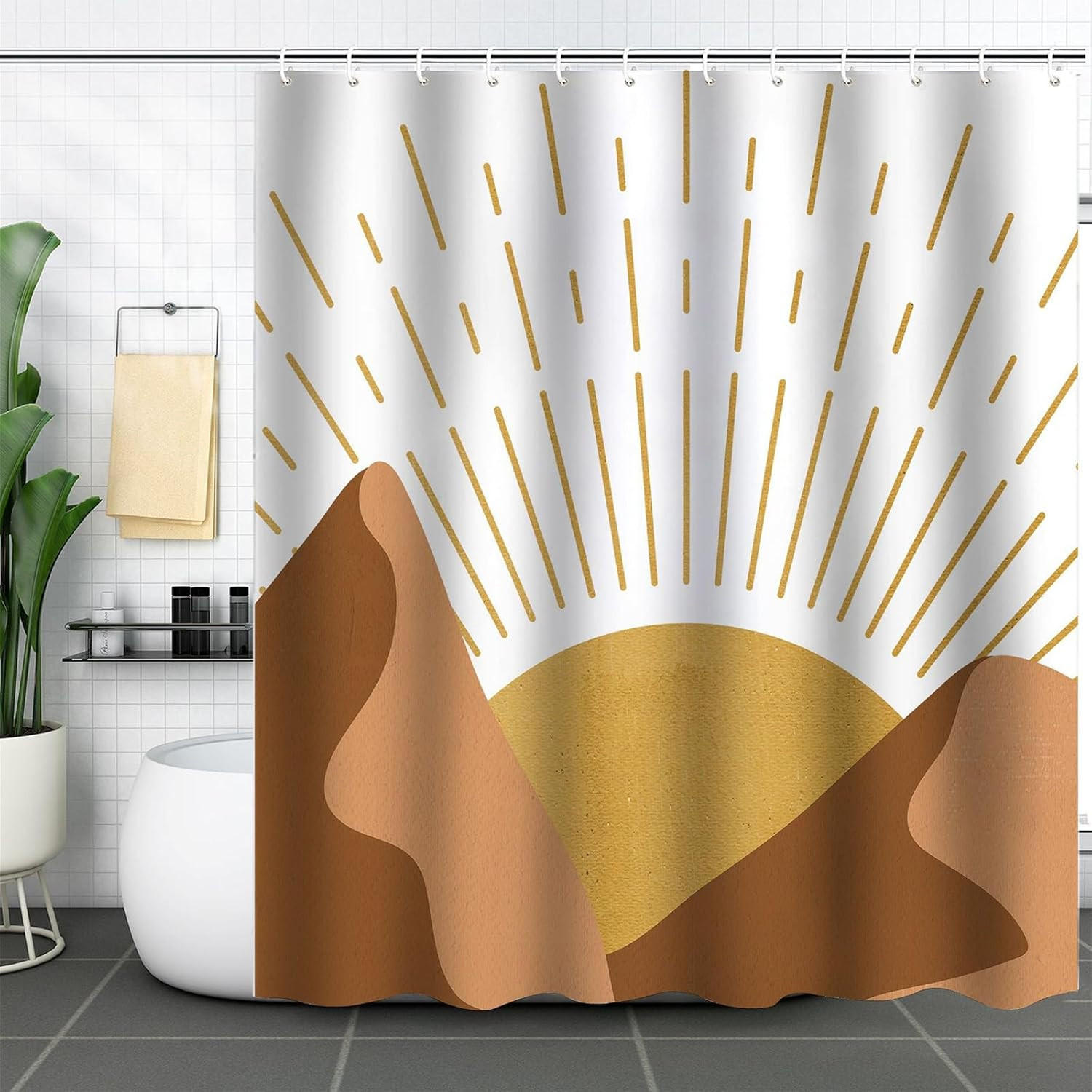 DUSCHVORHANG wasserdicht schimmelresistent Polyester waschbar für Standard Badewannen mit Haken - Multicolor, Textil (180/180cm) - MCBOSON