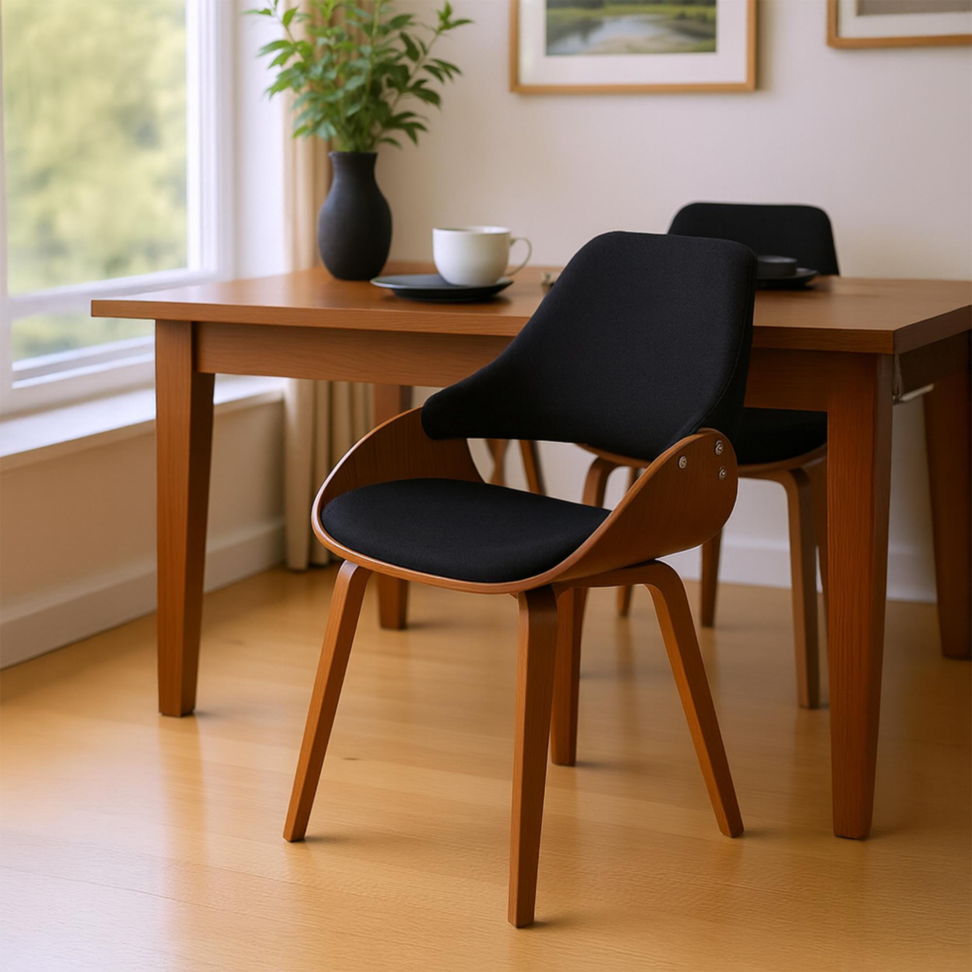 ESSZIMMERSTUHL 2er Set Stoff Walnuss/Schwarz - Walnussfarben/Schwarz, Holz/Textil (52/86/54cm) - CLP