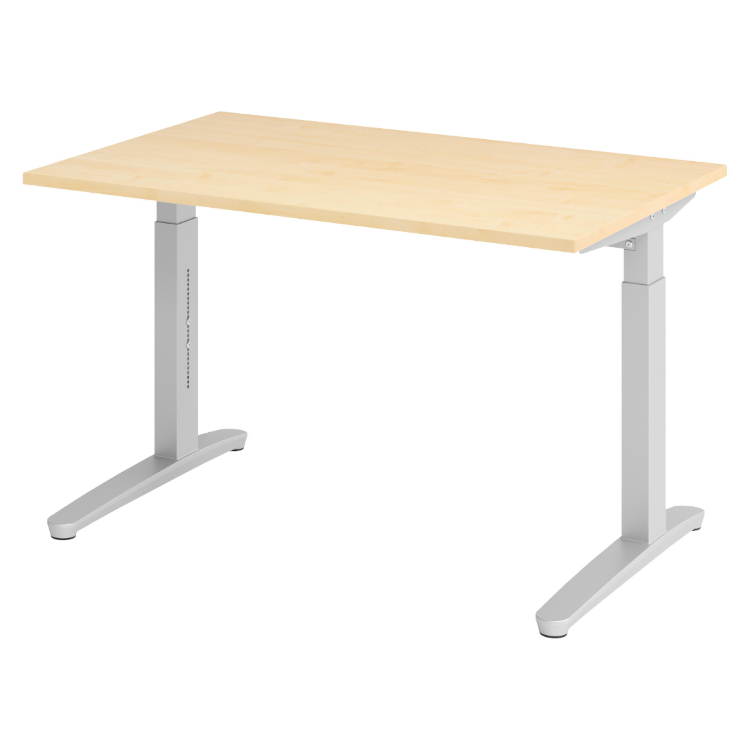 SCHREIBTISCH Serie-XB 80/120/74 cm in Ahornfarben/Silberfarben - Silberfarben/Ahornfarben, Holzwerkstoff (80/120/74cm) - bümö