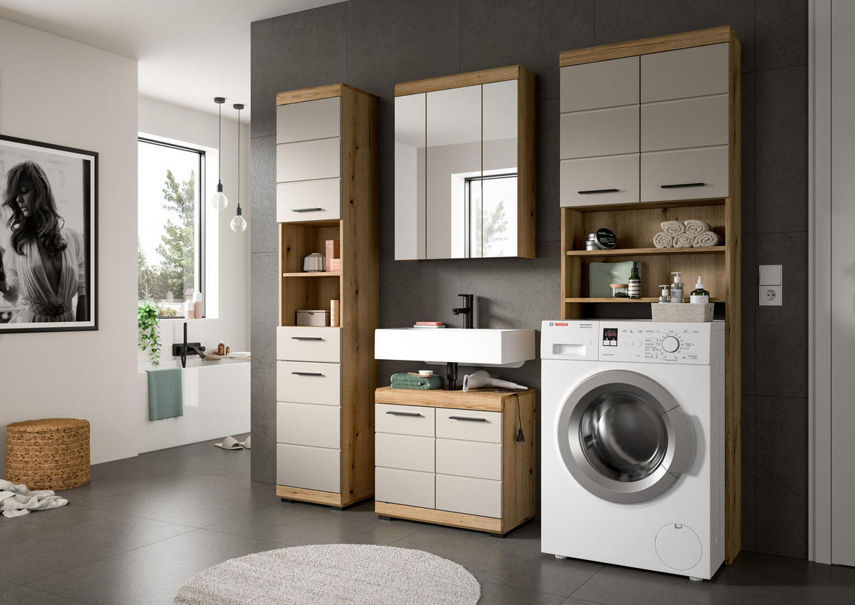 BAD-SET SCOUT 4-tlg. (B/H/T: ca. 190/191/34 cm) in Evoak Oak Nachbildung/- - Eichefarben, Holz (190/191/34cm)