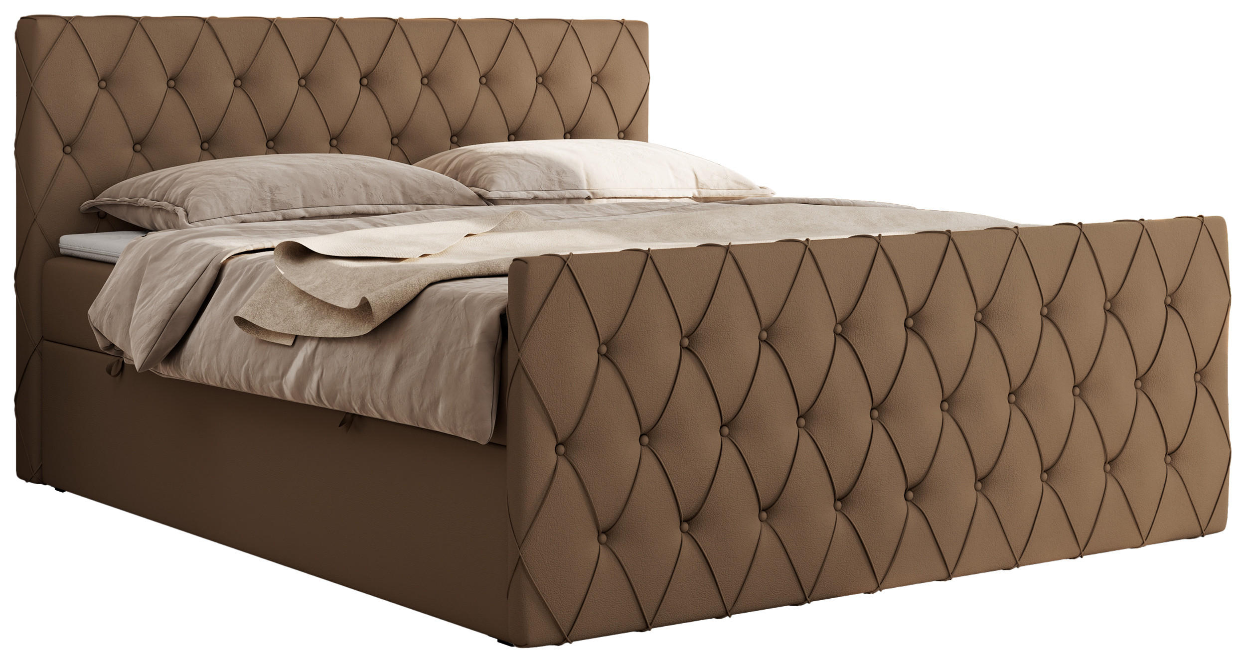 BOXBETT MIREN DUO 120/200 - Braun Kunstleder - H3 - Braun, Holz/Textil (120/200cm) - MKS