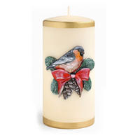 KERZE Wintervogel Beige 7/7/14 cm Naturmaterial - Beige, Naturmaterialien (14cm) - Mondex