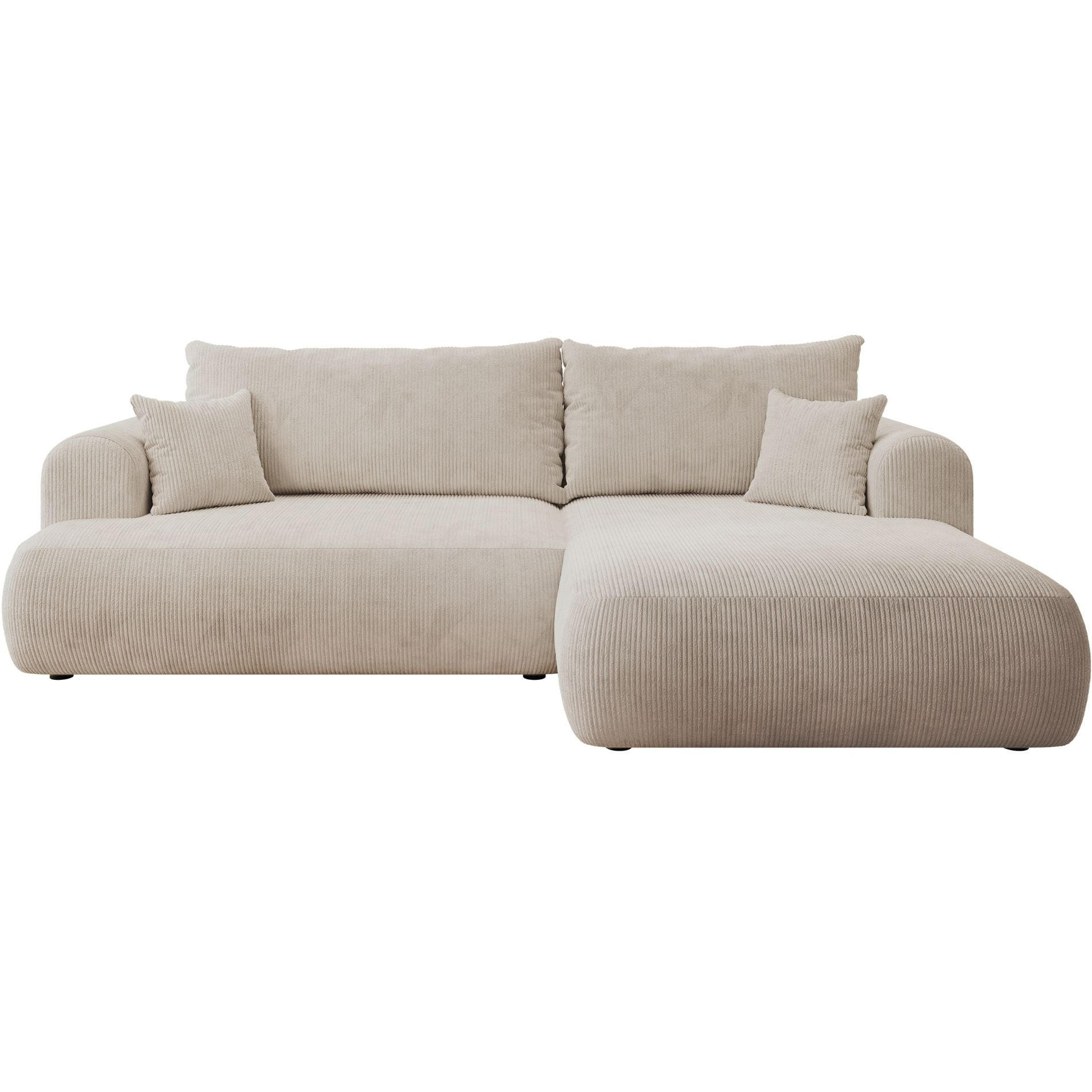 ECKSOFA Ovo Cord mit Cordbezug Hellbeige, rechts - Ecru/Schwarz, Textil (165/260cm) - Selsey