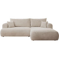 ECKSOFA Ovo Cord mit Cordbezug Hellbeige, rechts - Ecru/Schwarz, Textil (165/260cm) - Selsey