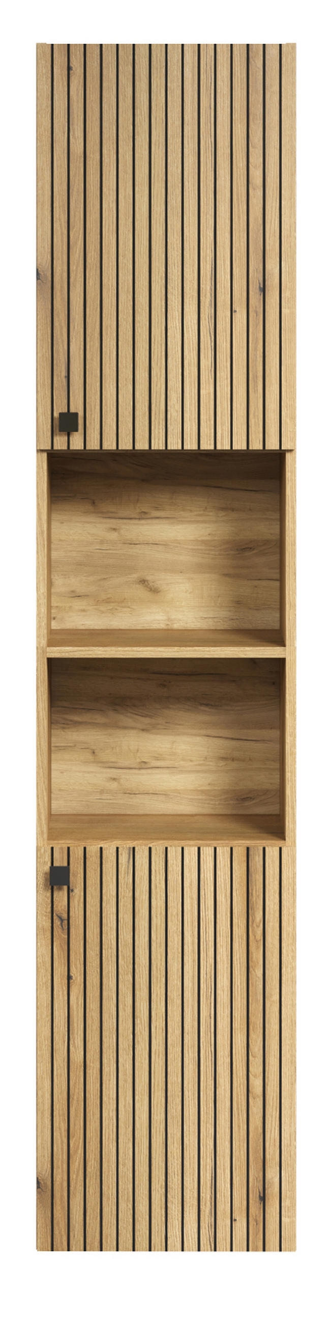 HOCHSCHRANK Evoke Eiche 40 x 186 cm, Badschrank mit 6 Fächern - Eichefarben/Schwarz, Holzwerkstoff/Kunststoff (40/186/3cm) - Top.Furn