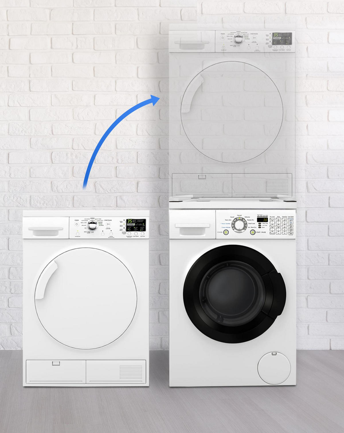 VERBINDUNGSRAHMEN für Waschmaschine/Trockner EDEO - Universal - Weiß, Metall (60/8/55cm) - DELUKE