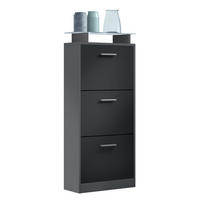 SCHUHSCHRANK Lavia Front in Schwarz mattt - Schwarz, Holzwerkstoff (46/128/23cm) - Vladon