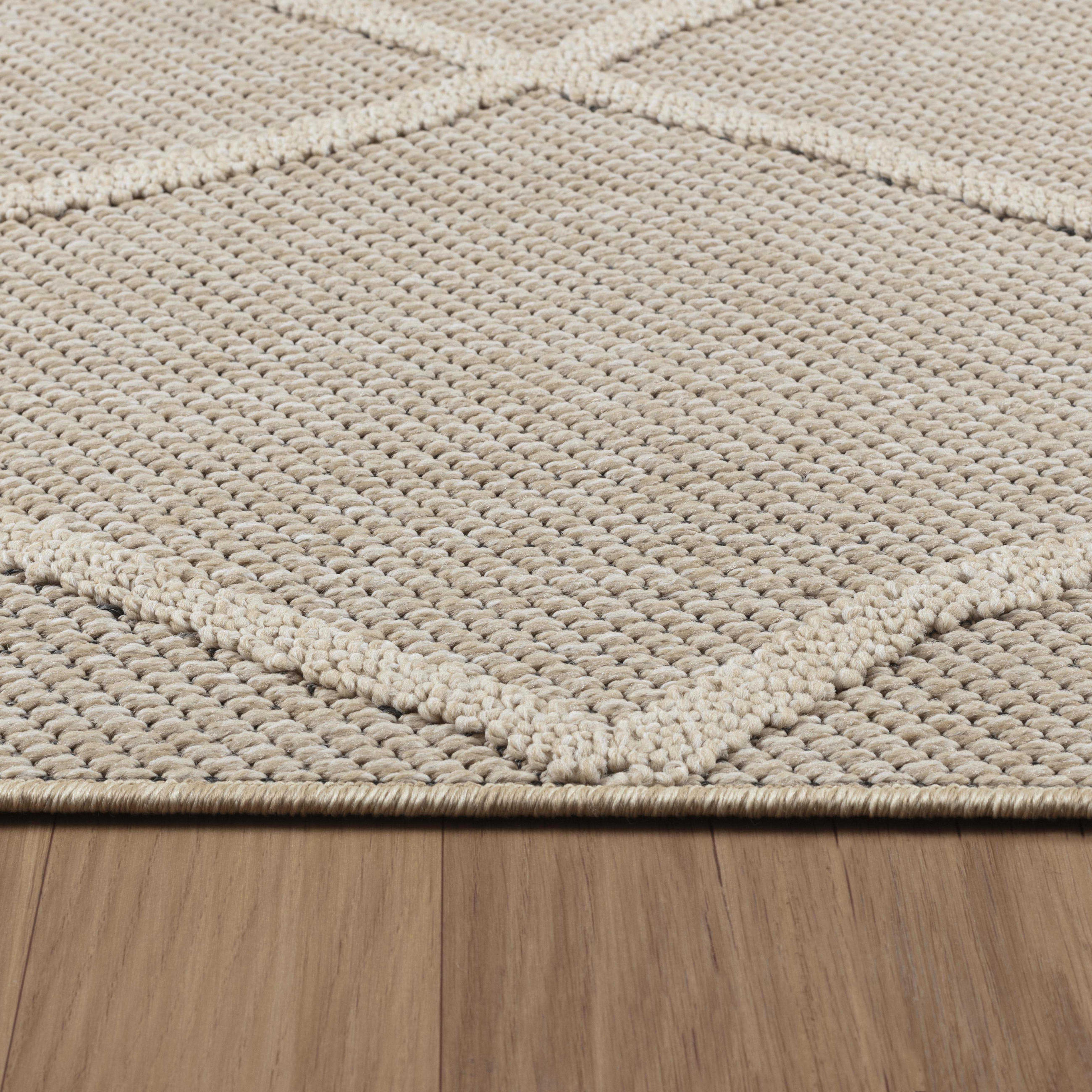 TEPPICH Outdoor Flachgewebe Boho-Muster Polypropylen Terrasse Beige Läufer 80x250 - Beige, Textil (80/250cm) - KADIMA DESIGN