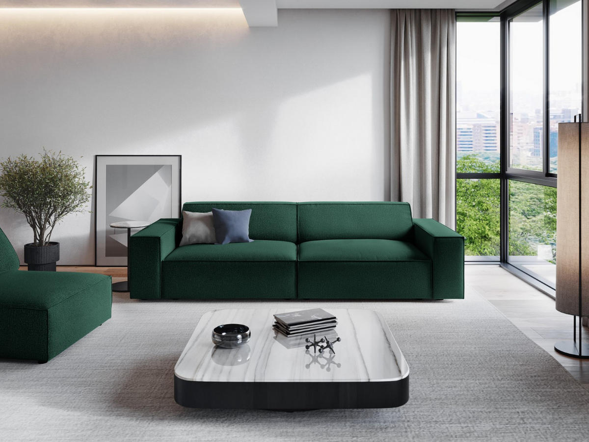 SOFA Jodie aus strukturiertem Stoff grün 3 Sitzplätze - Grün, Textil (102/70/204cm) - Micadoni