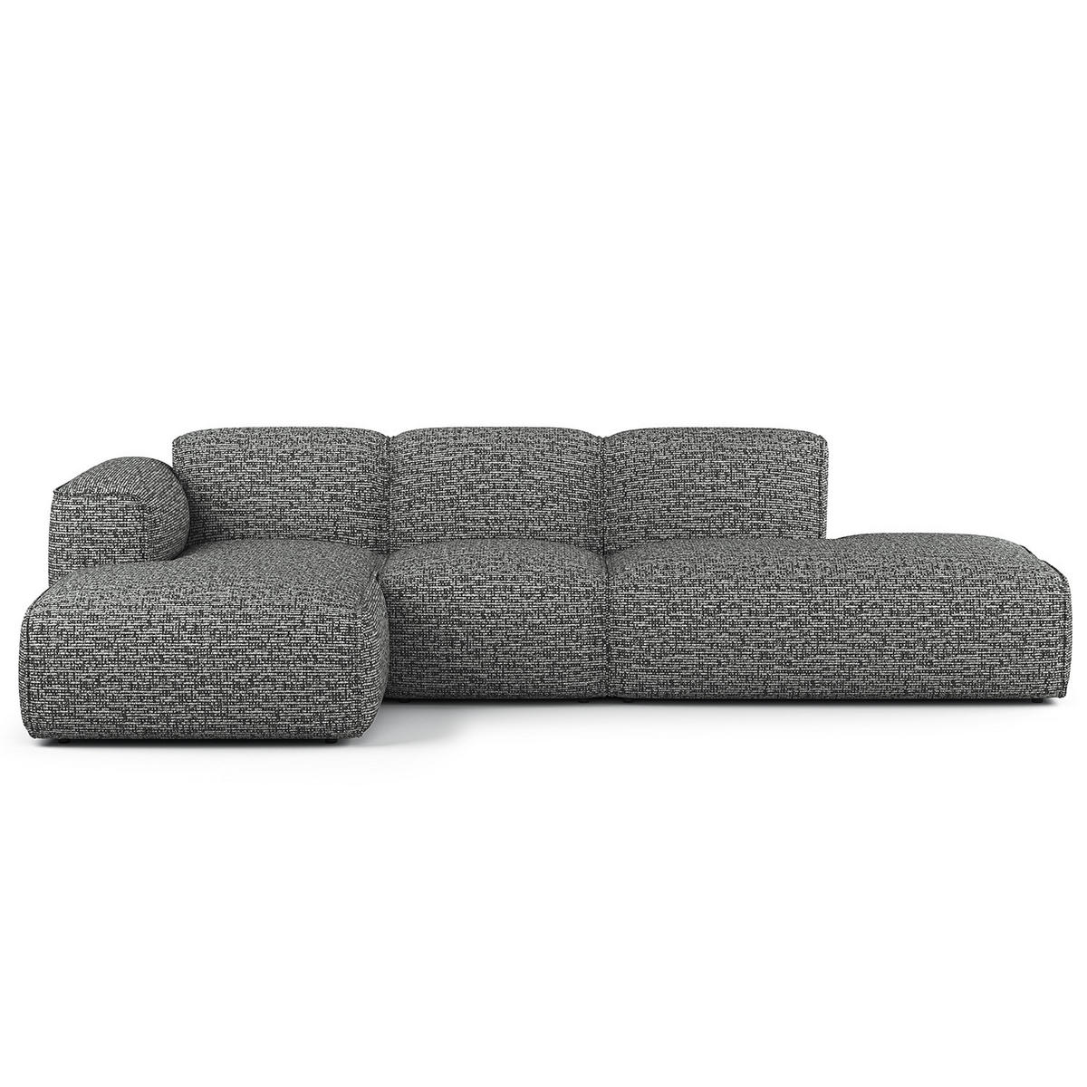 ECKSOFA mit Chaiselongue - Schwarz/Grau, Kunststoff/Textil (290/173cm) - home24