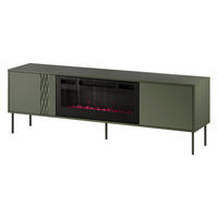 TV-LOWBOARD Tresse 180 EF mit Kamin - Grün, Holzwerkstoff/Metall (180/55/40cm) - MIRJAN24