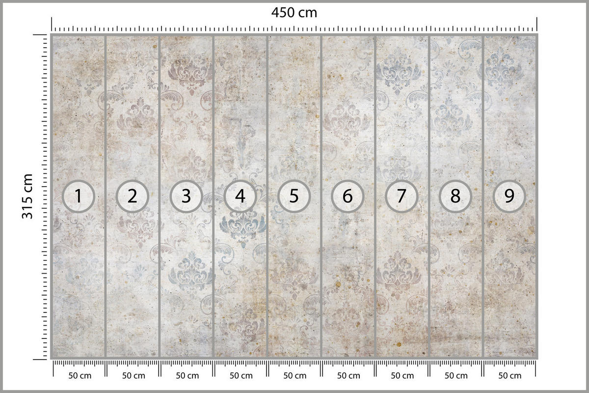 FOTOTAPETE für Schlafzimmer Vintage Ornamente Dekorativ 450x315 - Beige/Braun, Papier (450/315cm) - Muralo