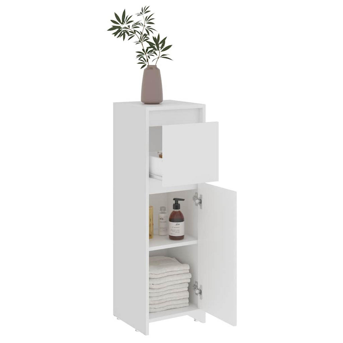 BADEZIMMERSCHRANK Weiss 30/30/95 Cm Holzwerkstoff - Weiß, Holzwerkstoff (30/95/30cm) - vidaXL