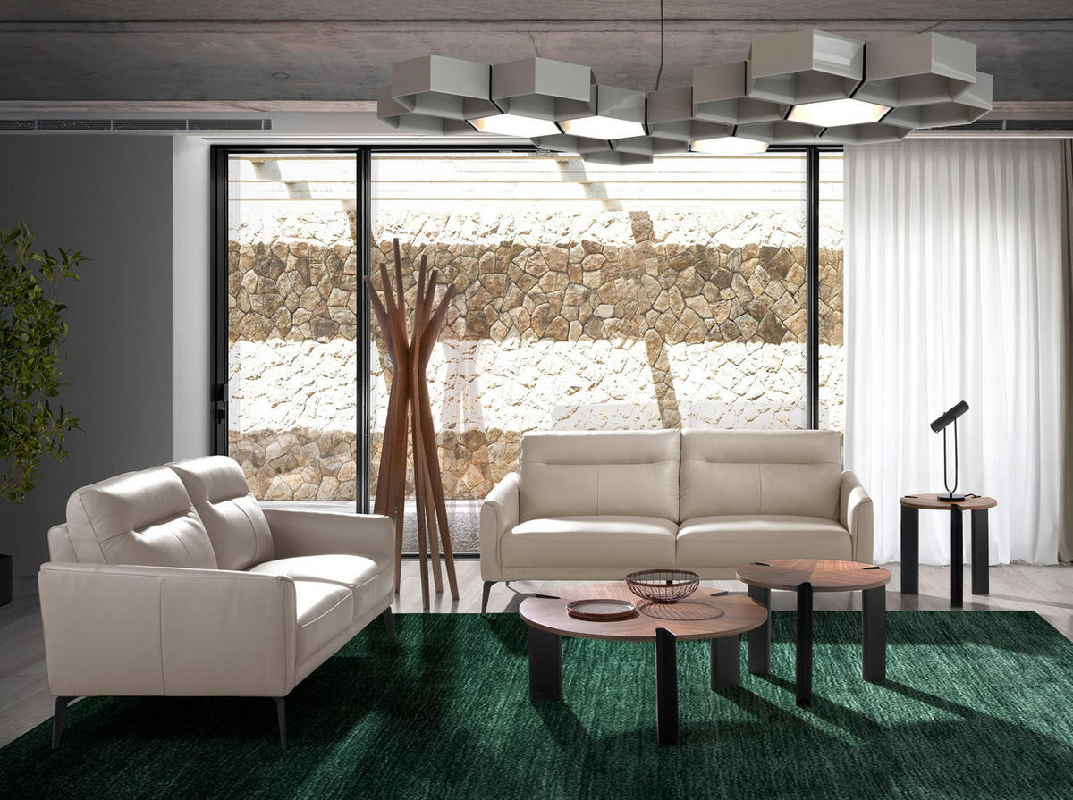 SOFA 2-sitzer ledersofa grau taupe 152/88/87 cm - Dunkelgrau/Schwarz, Leder (152/87/88cm) - ANGEL CERDA