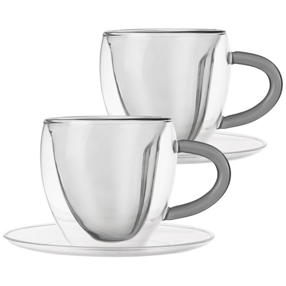 THERMOBECHER Herz z Untertasse 2er-Set - Klar, Glas (0.16L) - Orion 