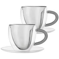 THERMOBECHER Herz z Untertasse 2er-Set - Klar, Glas (0.16L) - Orion 