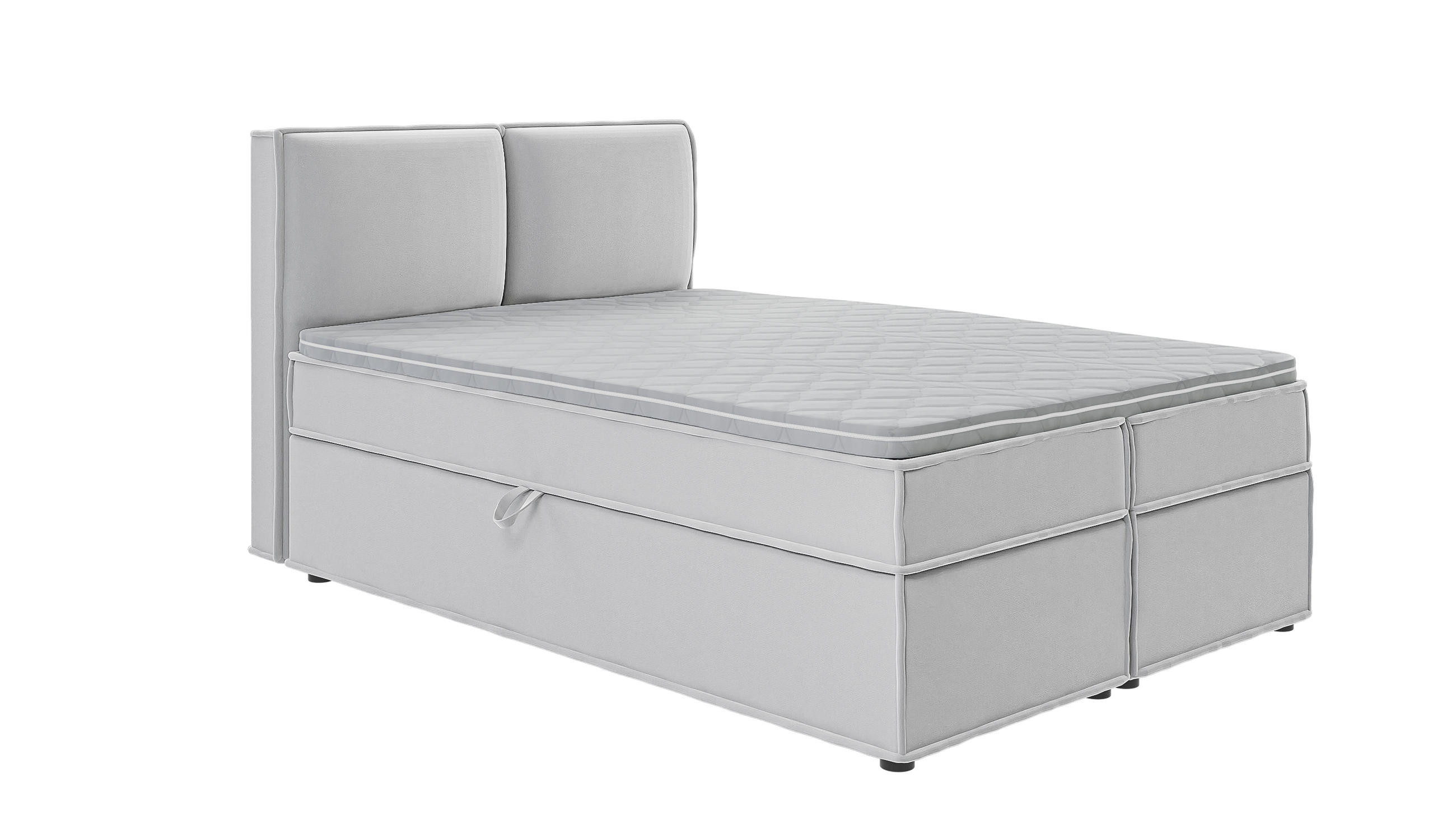 BOXBETT Eclipse 140/200 cm Silber Luxusmicrofaser - Silberfarben/Schwarz, Holz/Kunststoff (140/200cm) - S-Style Möbel