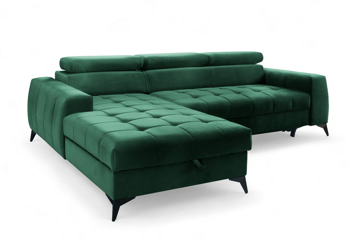 ECKSOFA Agnesa Xs In Salvador - Dunkelgrün, Holzwerkstoff/Textil (260/200cm) - Fun Möbel