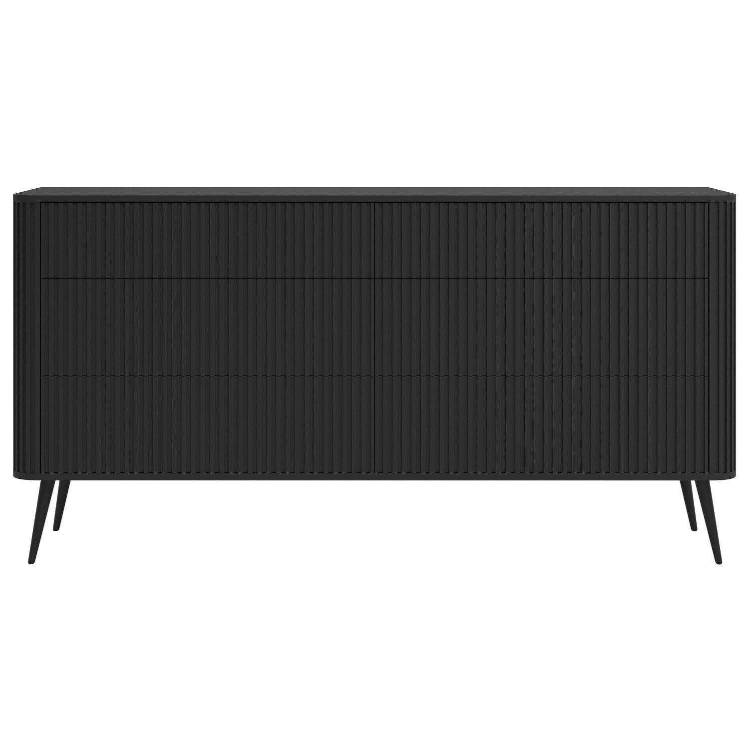 KOMMODE Ovarlo Schwarz mit Metallbeinen 168 cm - Schwarz, Holzwerkstoff/Metall (168/83.8/38cm) - Selsey