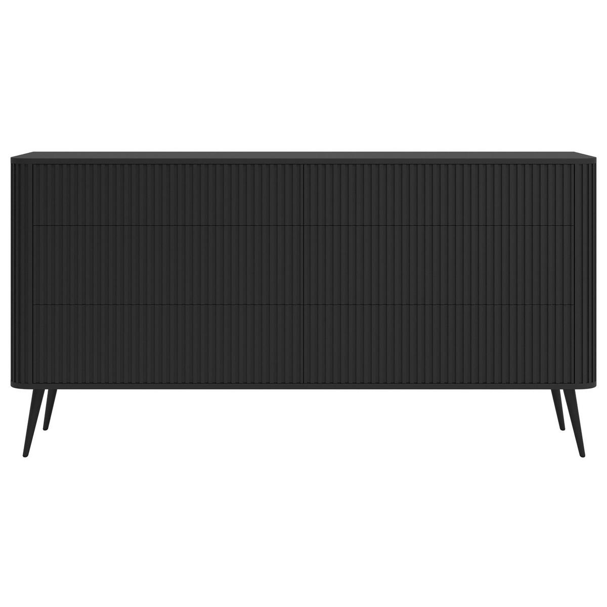 KOMMODE Ovarlo Schwarz mit Metallbeinen 168 cm - Schwarz, Holzwerkstoff/Metall (168/83.8/38cm) - Selsey