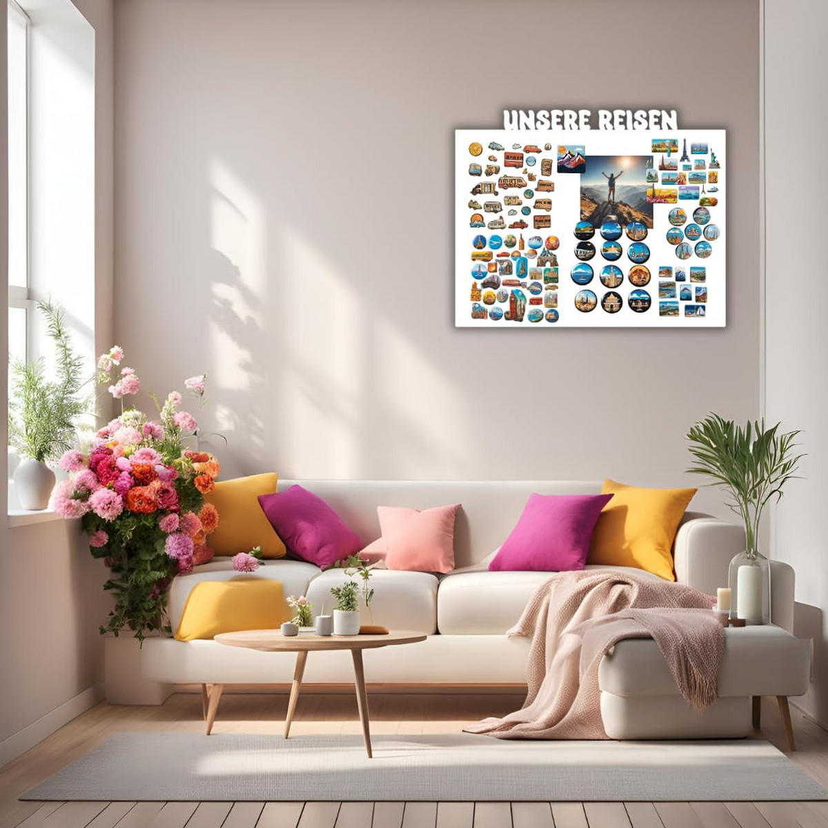 MAGNETTAFEL Unsere Reisen Weiß 80x55 cm - Weiß, Metall (80/55/0.7cm) - ANWICAR