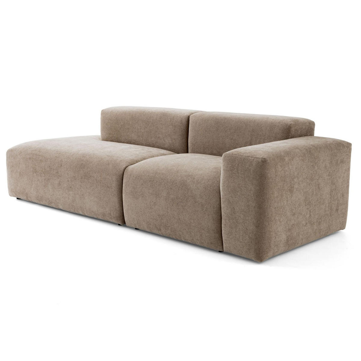 3-SITZER modulares Sofa HEAVEN SET 1 Links, Breite 255 cm Webstoff Braun - Schwarz/Braun, Holz/Kunststoff (255/71/102cm) - Muffo