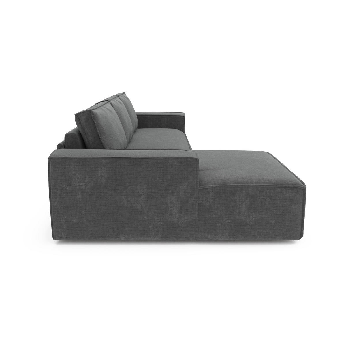 ECKSOFA LINKS Samt Grau 302cm - Grau, Textil (165/302cm) - Sia Home